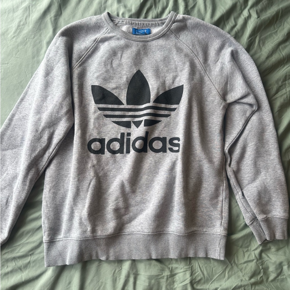Adidas Women’s Logo Crewneck Sweatshirt in Gray and Black